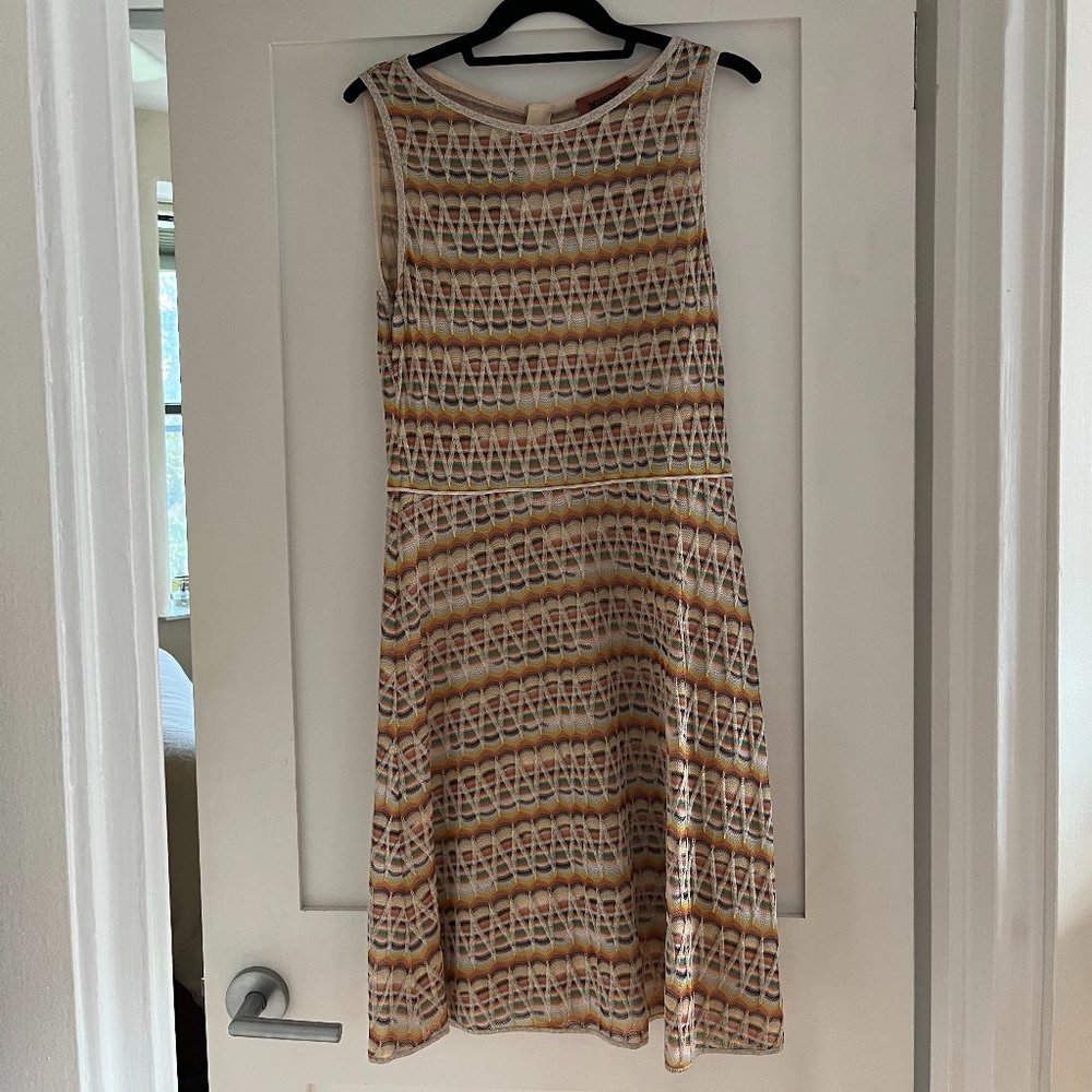 Missoni Metallic Woven Striped/ Zig Zag Knee-Length Dress (Sz: 46/ US 10/ L)